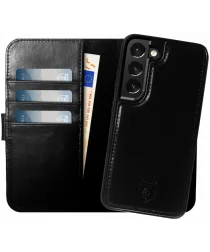 Rosso Elite Samsung S22 Hoesje MagSafe Book Case Echt Leer Zwart