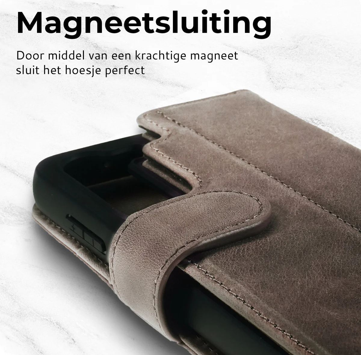 Rosso Elite Samsung S22 Hoesje MagSafe Book Case Echt Leer Bruin afbeelding 7