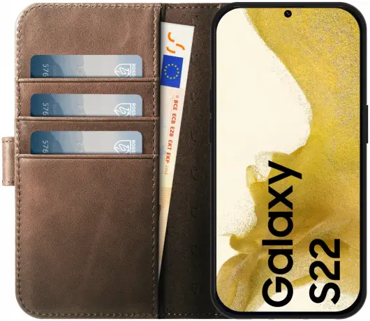 Rosso Elite Samsung S22 Hoesje MagSafe Book Case Echt Leer Bruin afbeelding 4