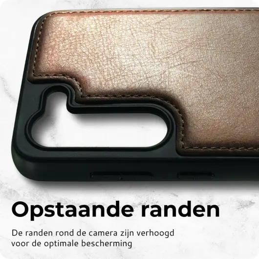 Rosso Elite Samsung S22 Hoesje MagSafe Book Case Echt Leer Bruin afbeelding 6