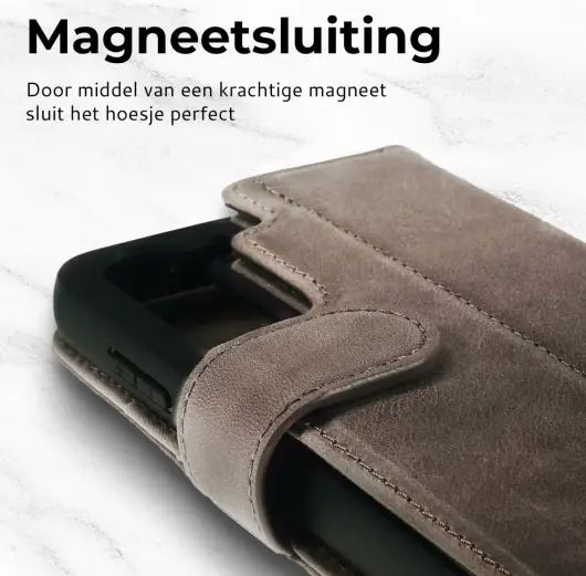 Rosso Elite Samsung S22 Hoesje MagSafe Book Case Echt Leer Bruin afbeelding 7