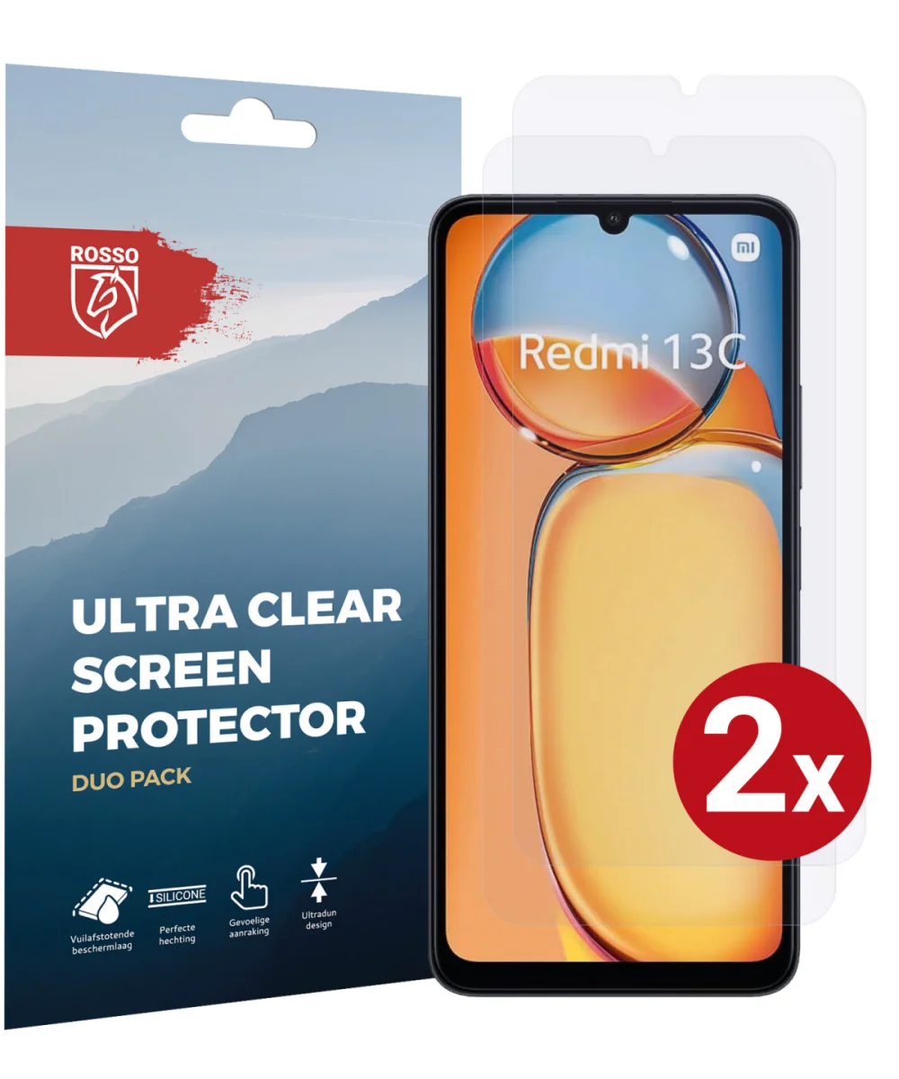 Rosso Xiaomi Redmi 13C / Poco C65 Screen Protector Ultra Clear Duo Pack afbeelding 1