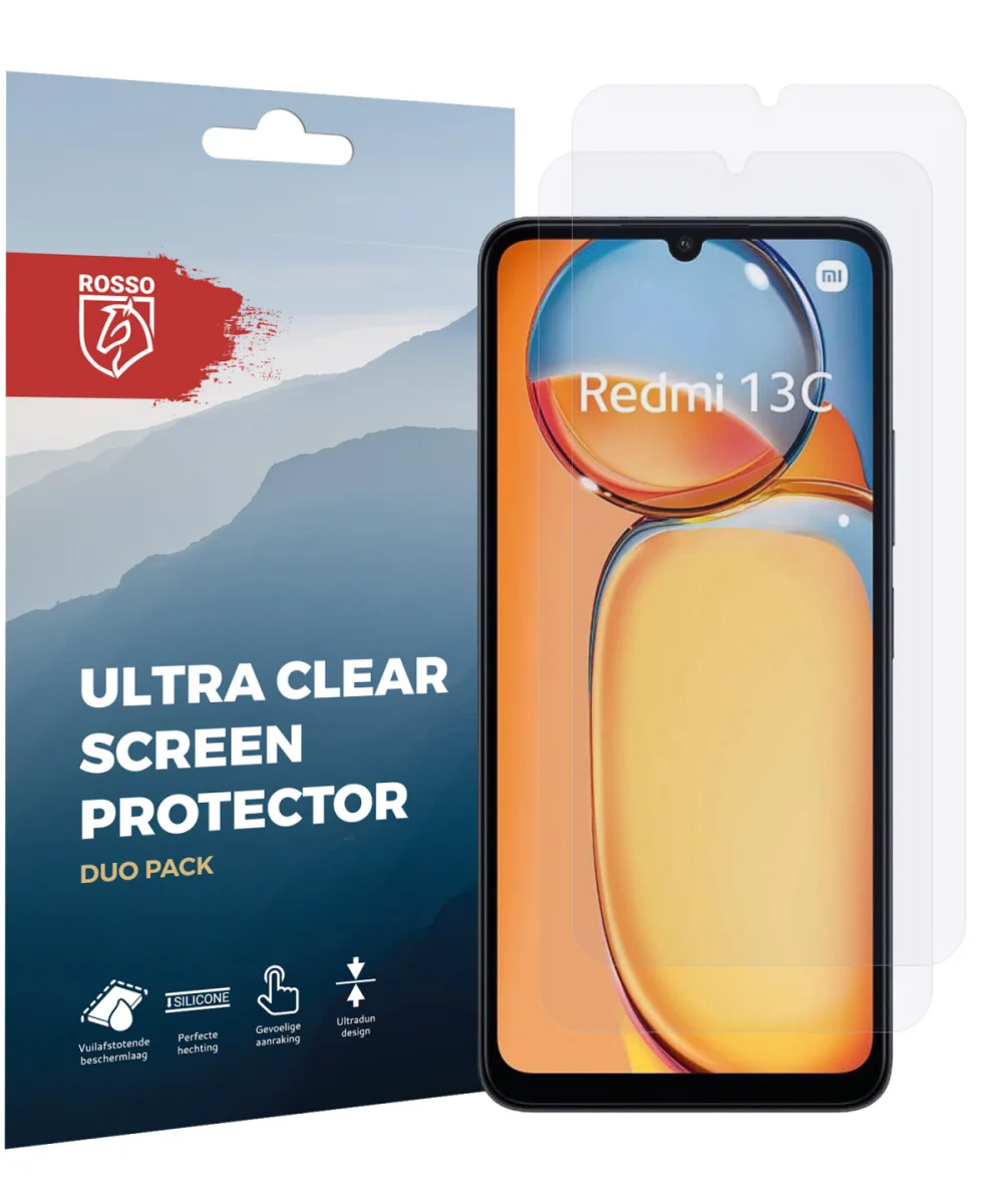 Rosso Xiaomi Redmi 13C / Poco C65 Screen Protector Ultra Clear Duo Pack afbeelding 5