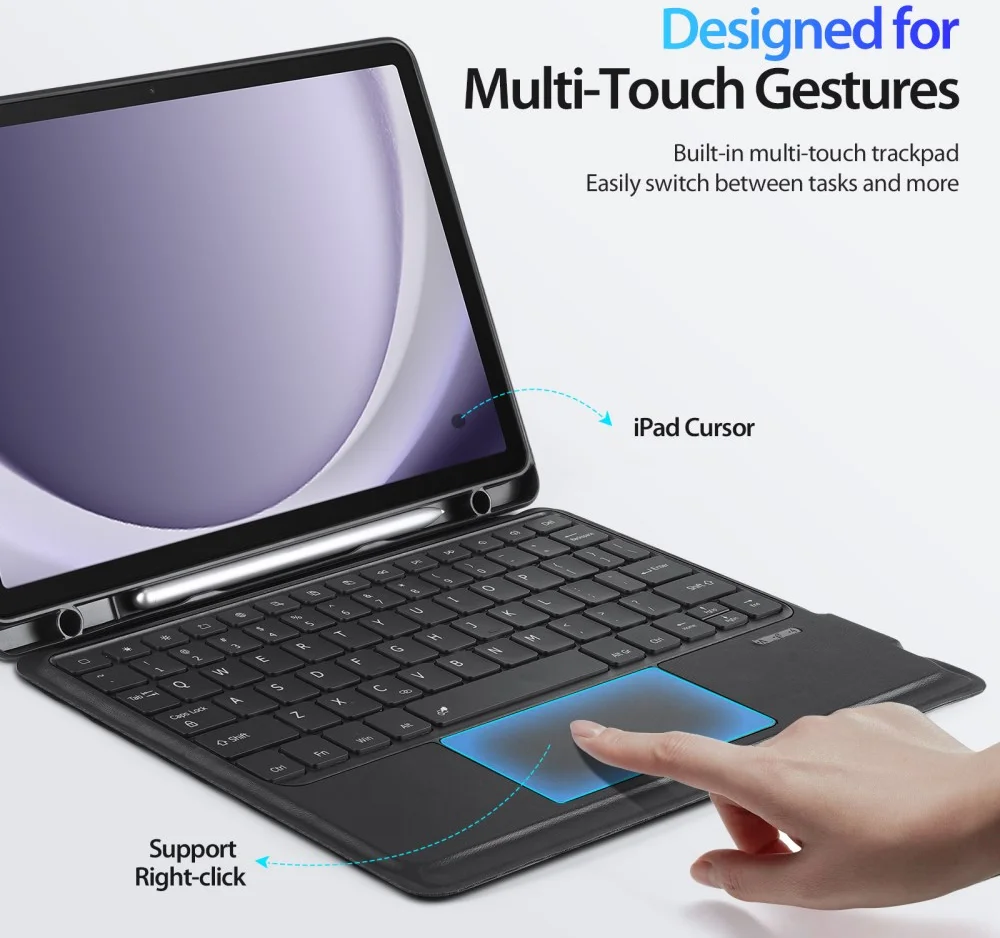 Dux Ducis Samsung Galaxy Tab A9 Plus Hoes Bluetooth Toetsenbord Zwart afbeelding 11