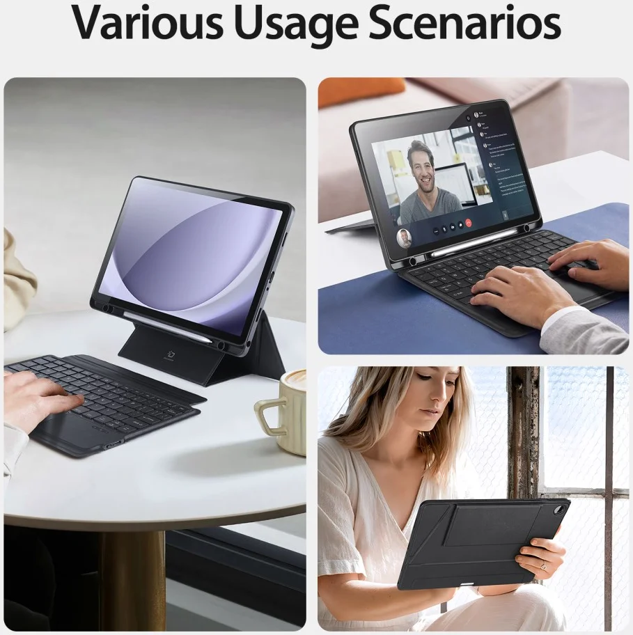 Dux Ducis Samsung Galaxy Tab A9 Plus Hoes Bluetooth Toetsenbord Zwart afbeelding 8