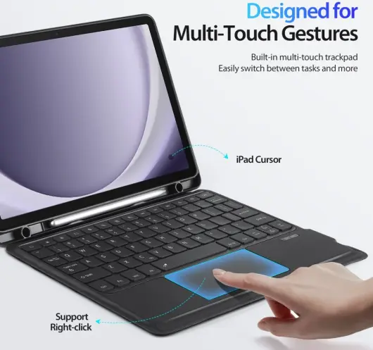 Dux Ducis Samsung Galaxy Tab A9 Plus Hoes Bluetooth Toetsenbord Zwart afbeelding 11