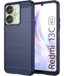 Xiaomi Redmi 13C / Poco C65 Hoesje Geborsteld Flexibele Backcover Blauw