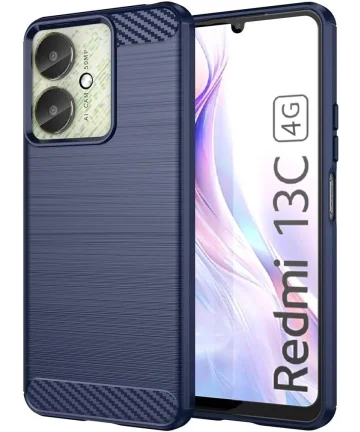 Xiaomi Redmi 13C / Poco C65 Hoesje Geborsteld Flexibele Backcover Blauw Hoesjes