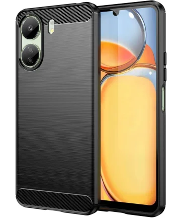 Xiaomi Poco C65 / Redmi 13C Hoesje TPU Flexibele Back Cover Zwart Hoesjes