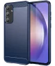 Samsung Galaxy A55 Hoesje Geborsteld TPU Flexibele Back Cover Blauw
