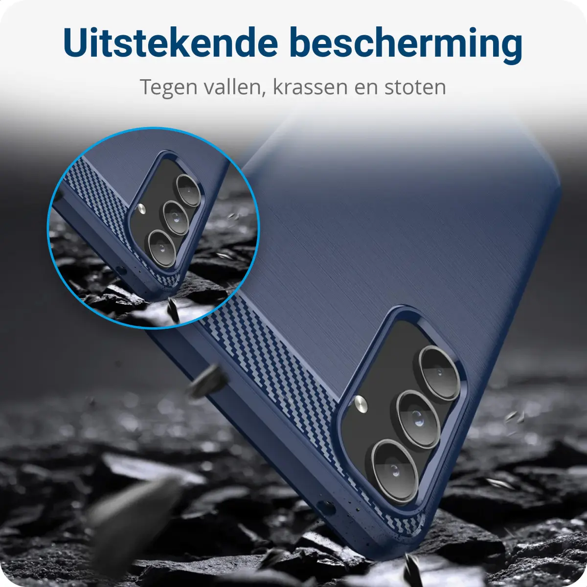 Samsung Galaxy A55 Hoesje Geborsteld TPU Flexibele Back Cover Blauw afbeelding 6