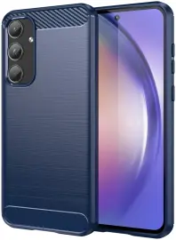 Samsung Galaxy A55 Hoesje Geborsteld TPU Flexibele Back Cover Blauw afbeelding