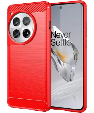 OnePlus 12 Hoesje Geborsteld TPU Flexibele Back Cover Rood Hoesjes