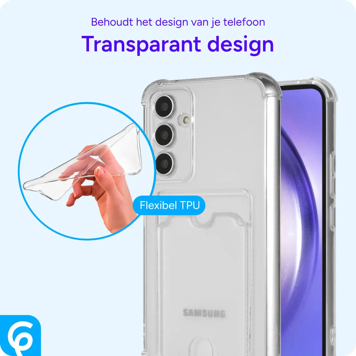 Samsung Galaxy A55 Hoesje Dun TPU met Pasjeshouder Transparant afbeelding 4