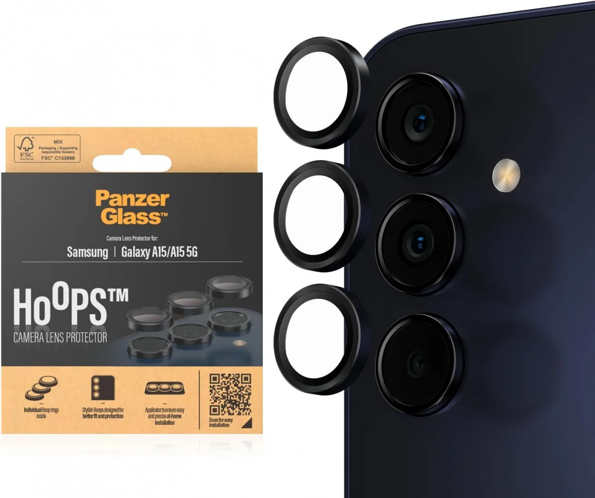 PanzerGlass Hoops Rings Samsung Galaxy A15 Camera Lens Protector Glas afbeelding 1