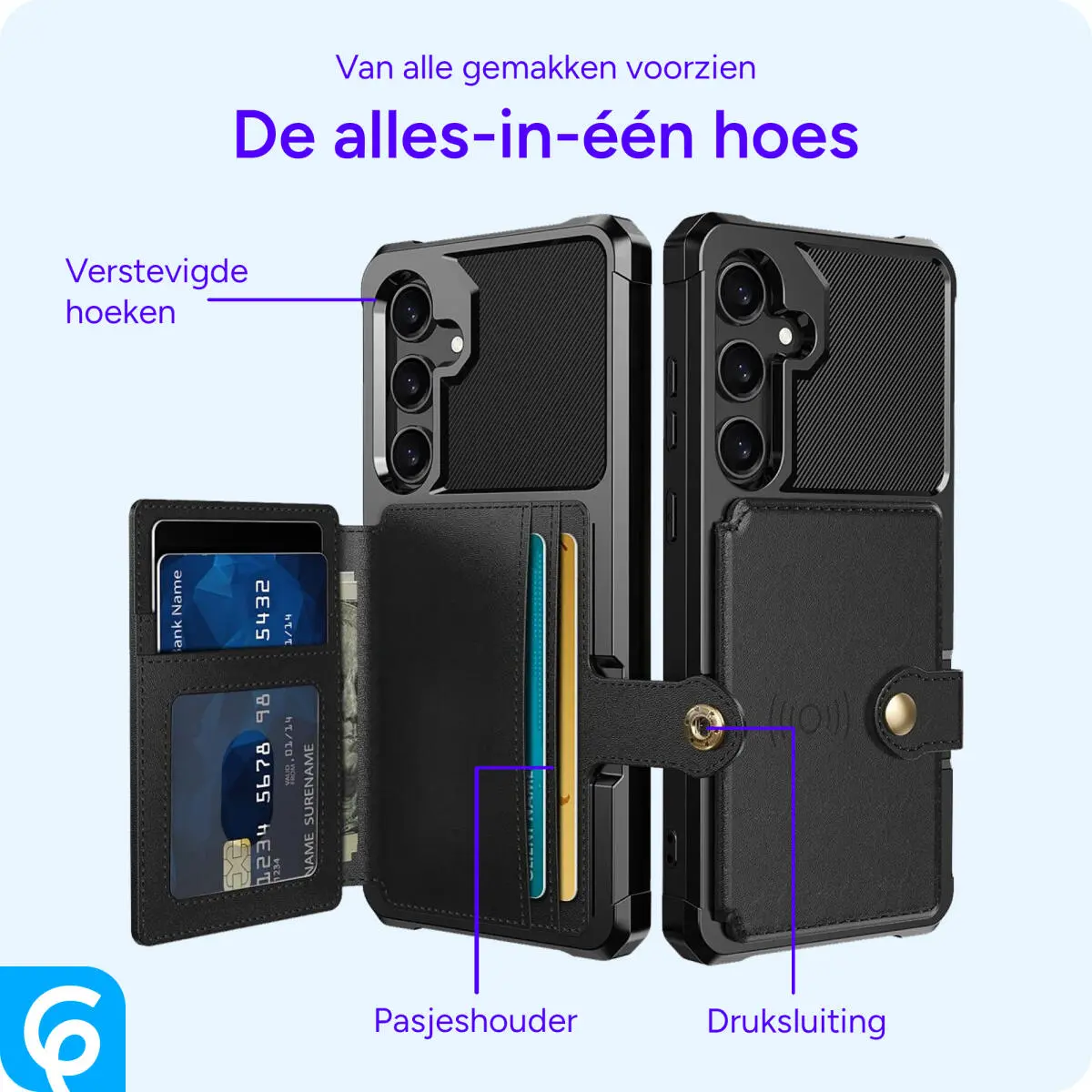 Samsung Galaxy A35 3 in 1 Back Cover Portemonnee Hoesje Zwart afbeelding 4