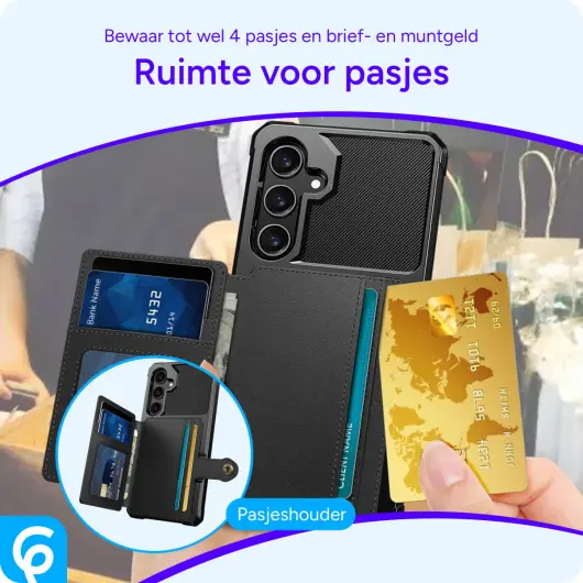 Samsung Galaxy A35 3 in 1 Back Cover Portemonnee Hoesje Zwart afbeelding 2