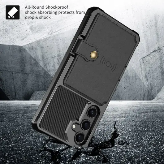 Samsung Galaxy A55 3 in 1 Back Cover Portemonnee Hoesje Zwart afbeelding 4