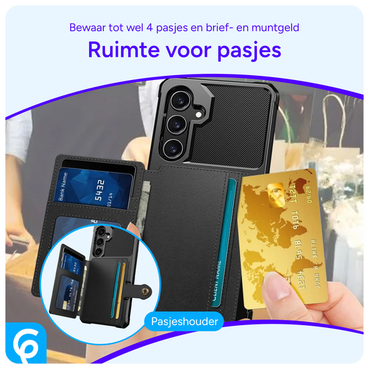 Samsung Galaxy A55 3 in 1 Back Cover Portemonnee Hoesje Zwart afbeelding 2