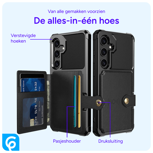 Samsung Galaxy A55 3 in 1 Back Cover Portemonnee Hoesje Zwart afbeelding 3