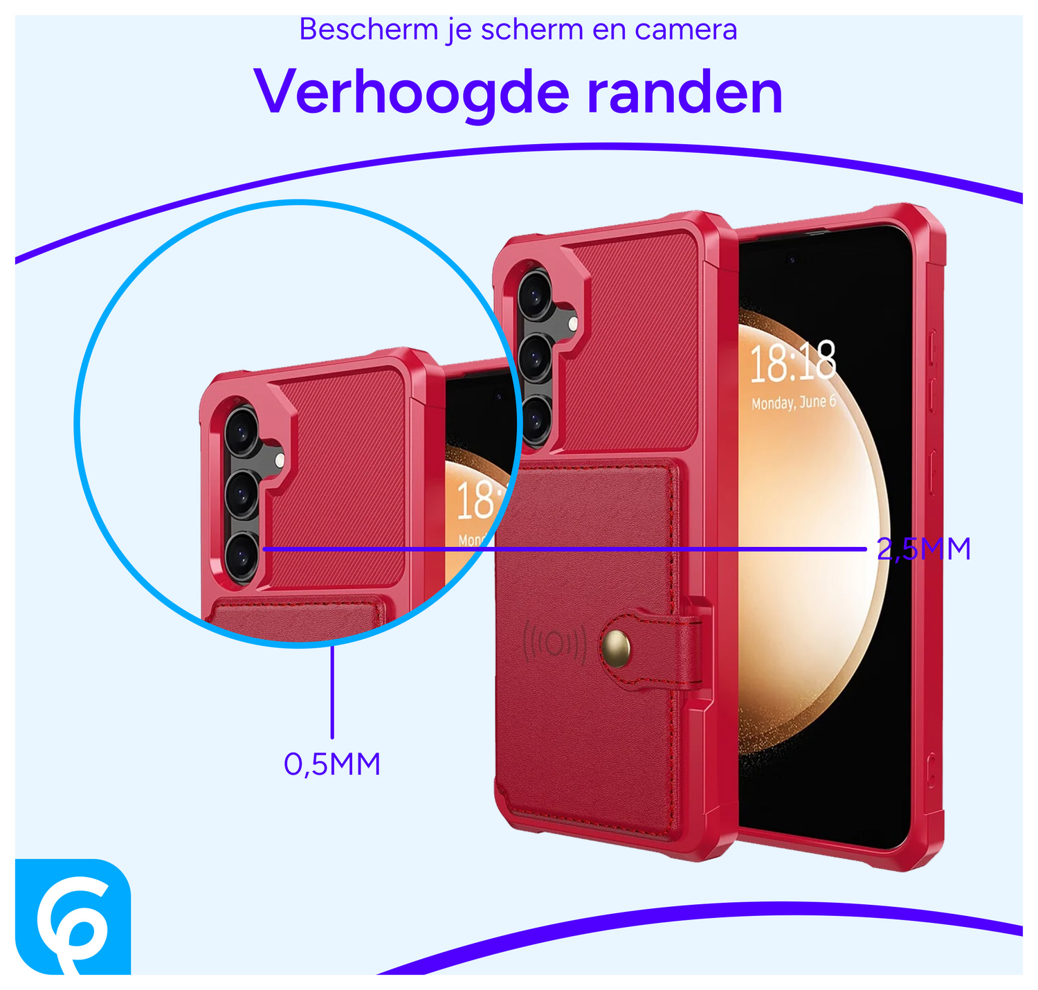Samsung Galaxy A55 3 in 1 Back Cover Portemonnee Hoesje Rood afbeelding 2