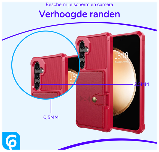 Samsung Galaxy A55 3 in 1 Back Cover Portemonnee Hoesje Rood afbeelding 2