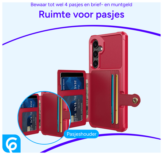 Samsung Galaxy A55 3 in 1 Back Cover Portemonnee Hoesje Rood afbeelding 4