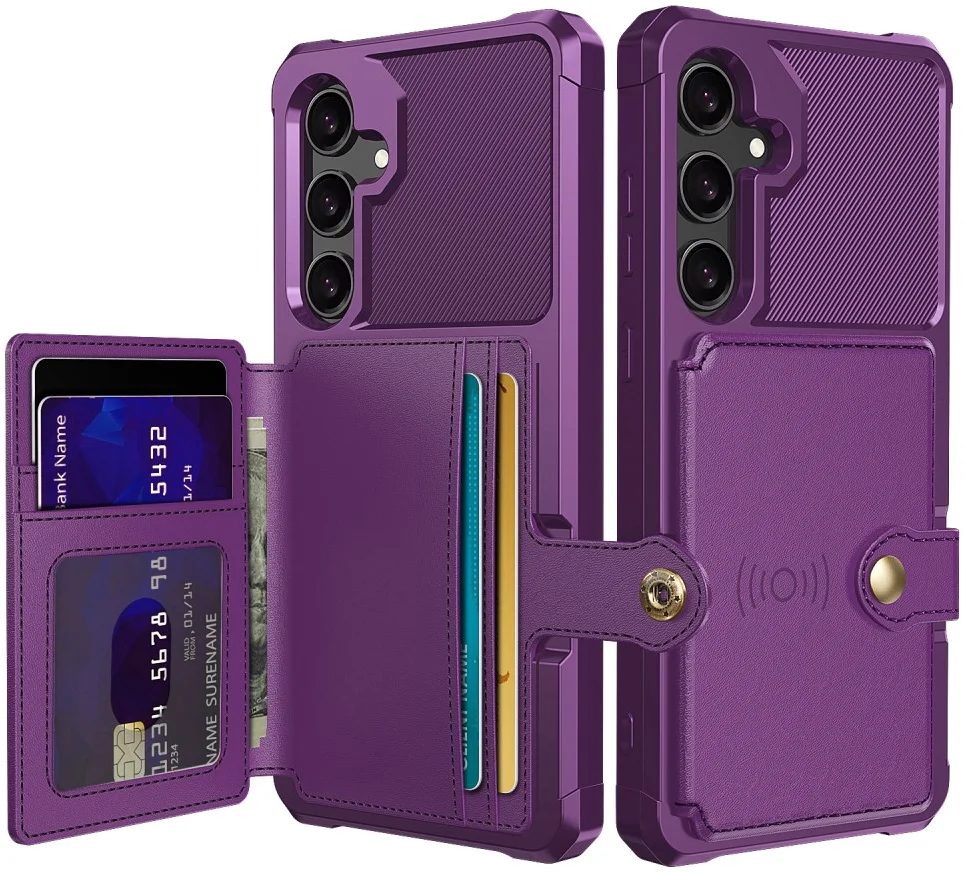 Samsung Galaxy A55 3 in 1 Back Cover Portemonnee Hoesje Paars afbeelding 1