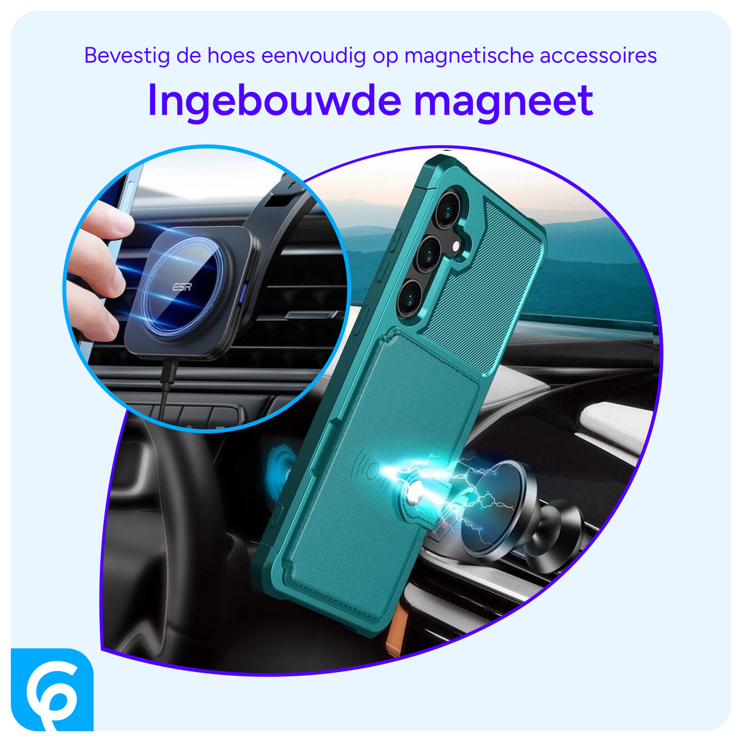 Samsung Galaxy A55 3 in 1 Back Cover Portemonnee Hoesje Groen Blauw afbeelding 6
