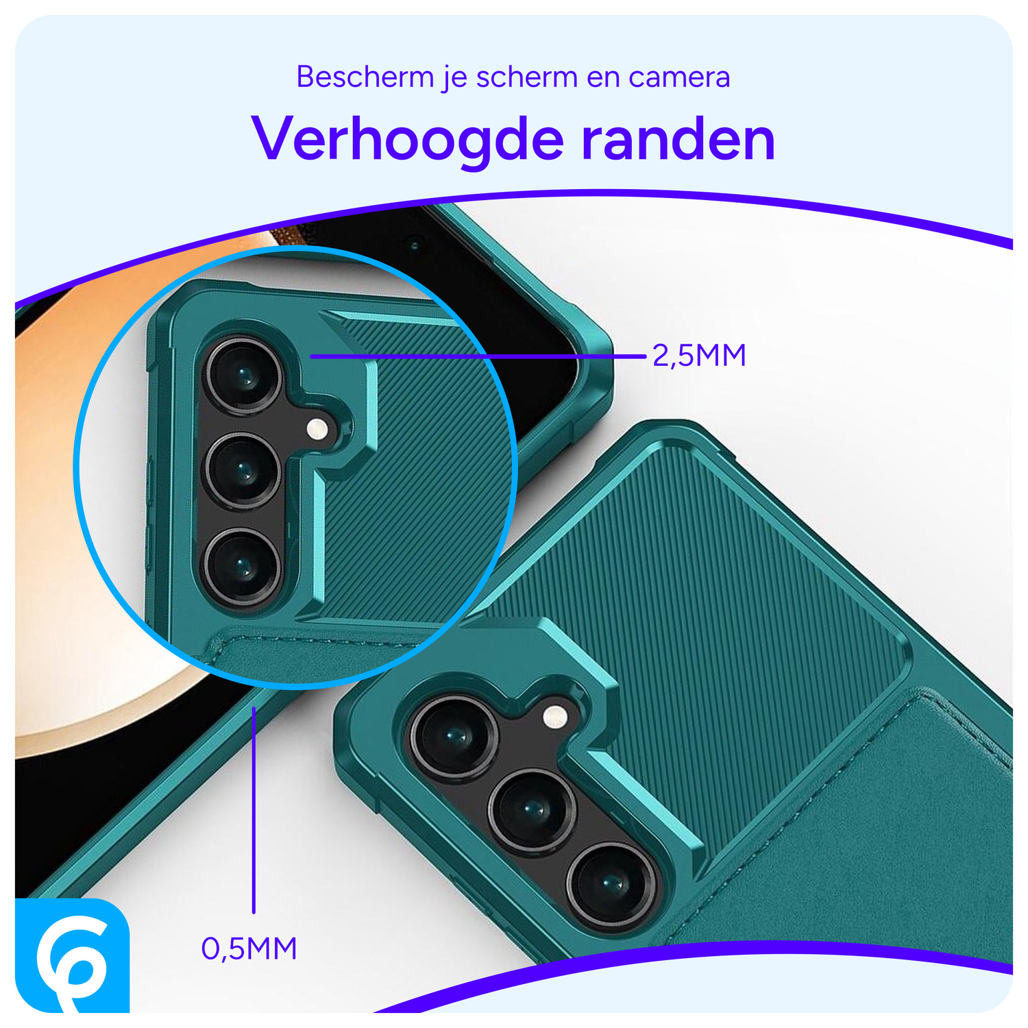 Samsung Galaxy A55 3 in 1 Back Cover Portemonnee Hoesje Groen Blauw afbeelding 3