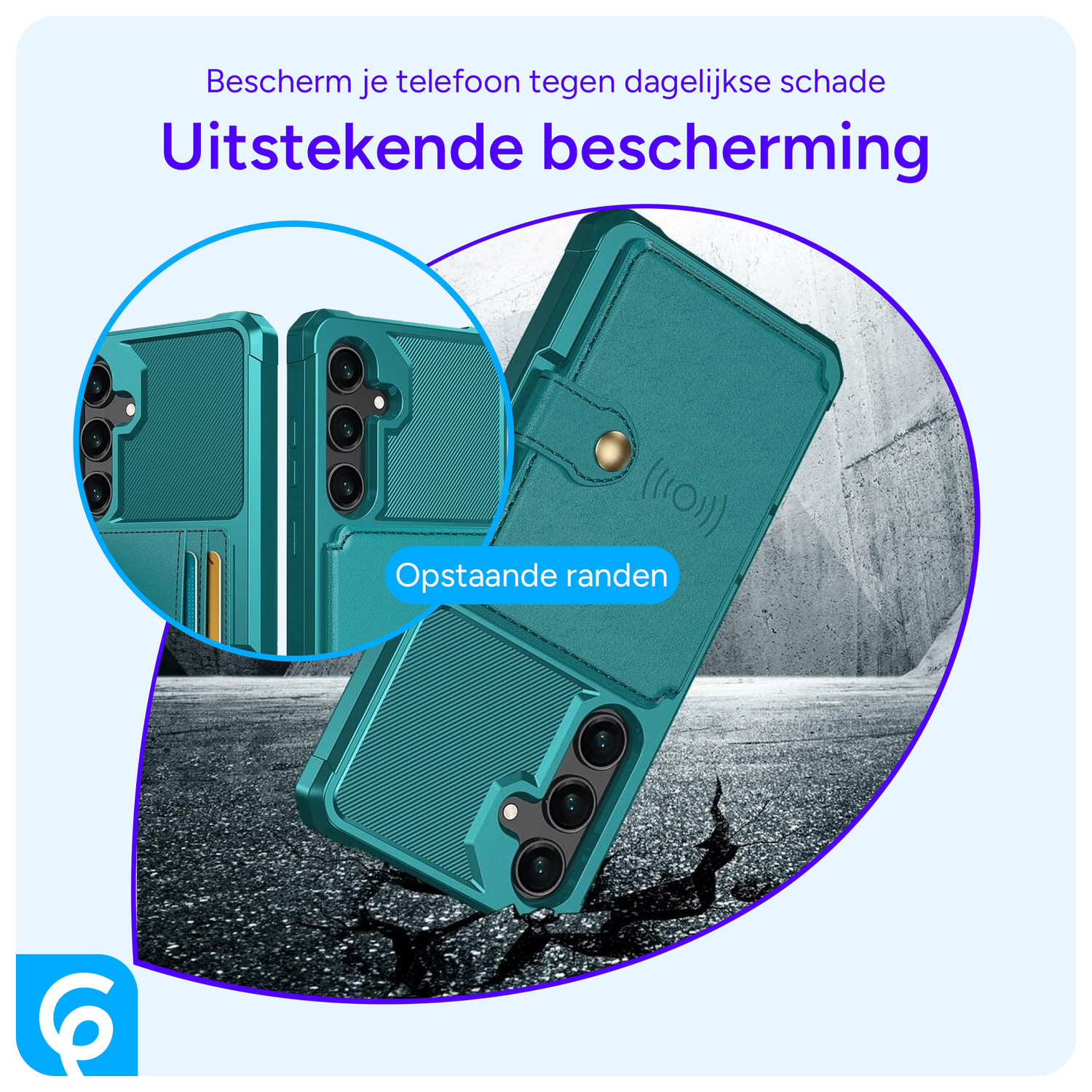 Samsung Galaxy A55 3 in 1 Back Cover Portemonnee Hoesje Groen Blauw afbeelding 4