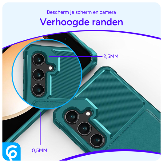 Samsung Galaxy A55 3 in 1 Back Cover Portemonnee Hoesje Groen Blauw afbeelding 3