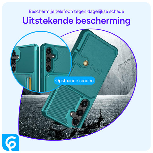 Samsung Galaxy A55 3 in 1 Back Cover Portemonnee Hoesje Groen Blauw afbeelding 4
