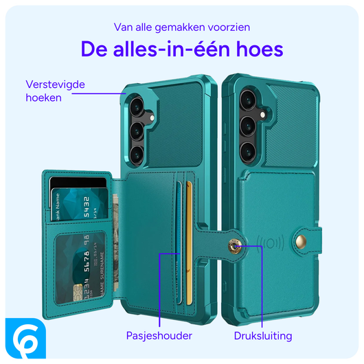 Samsung Galaxy A55 3 in 1 Back Cover Portemonnee Hoesje Groen Blauw afbeelding 5