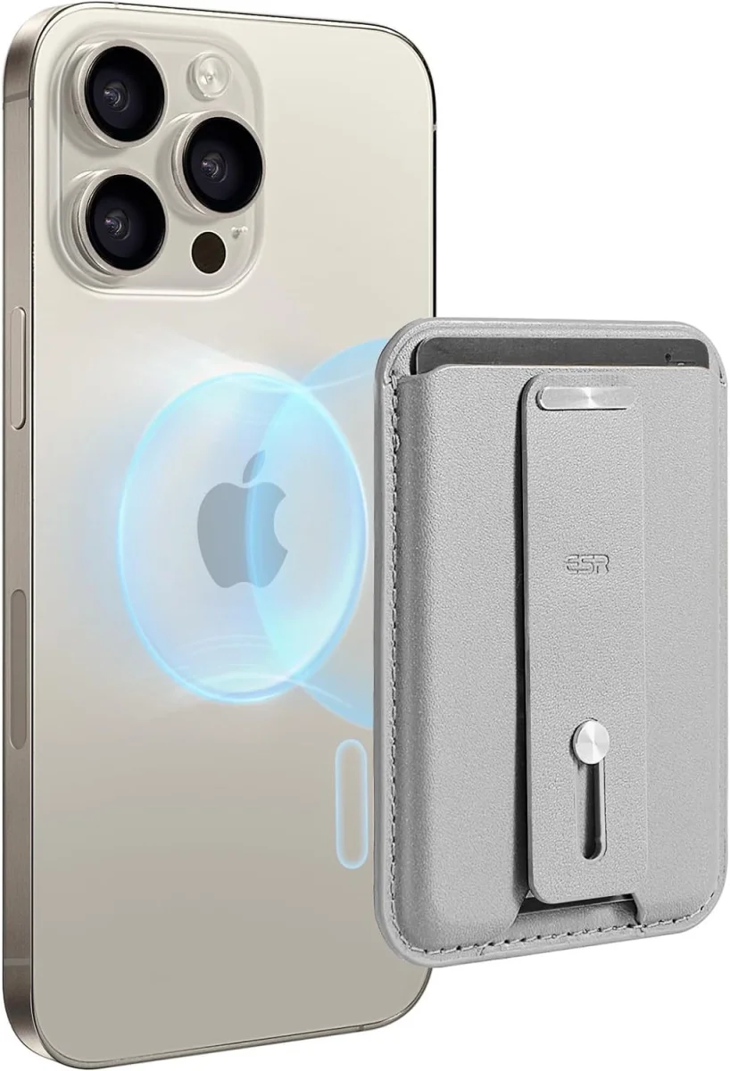 ESR HaloLock Vegan Leer MagSafe Kaarthouder Grijs afbeelding 1