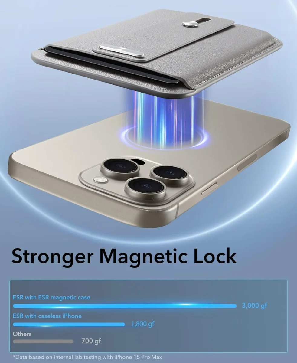 ESR HaloLock Vegan Leer MagSafe Kaarthouder Grijs afbeelding 2