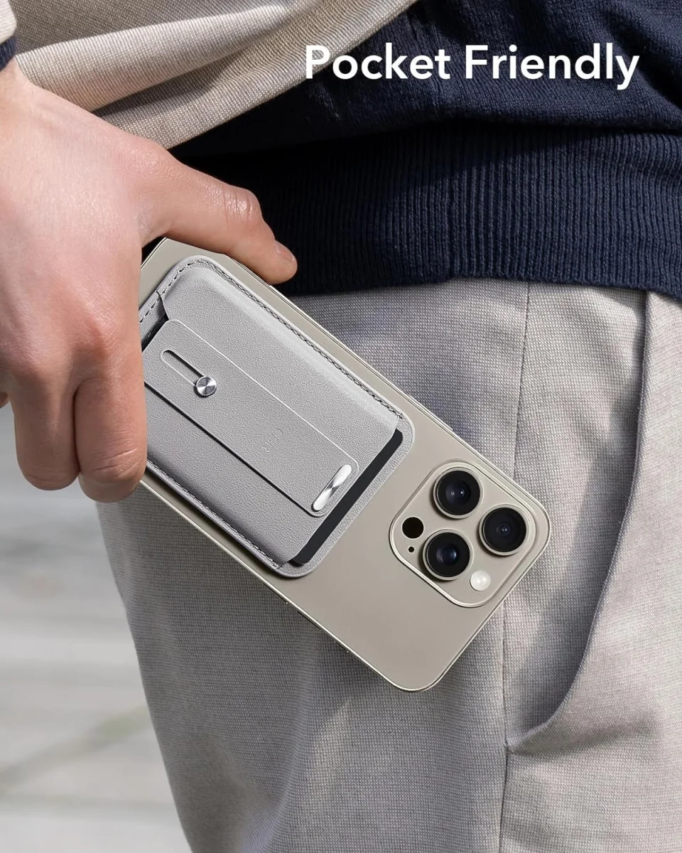 ESR HaloLock Vegan Leer MagSafe Kaarthouder Grijs afbeelding 6