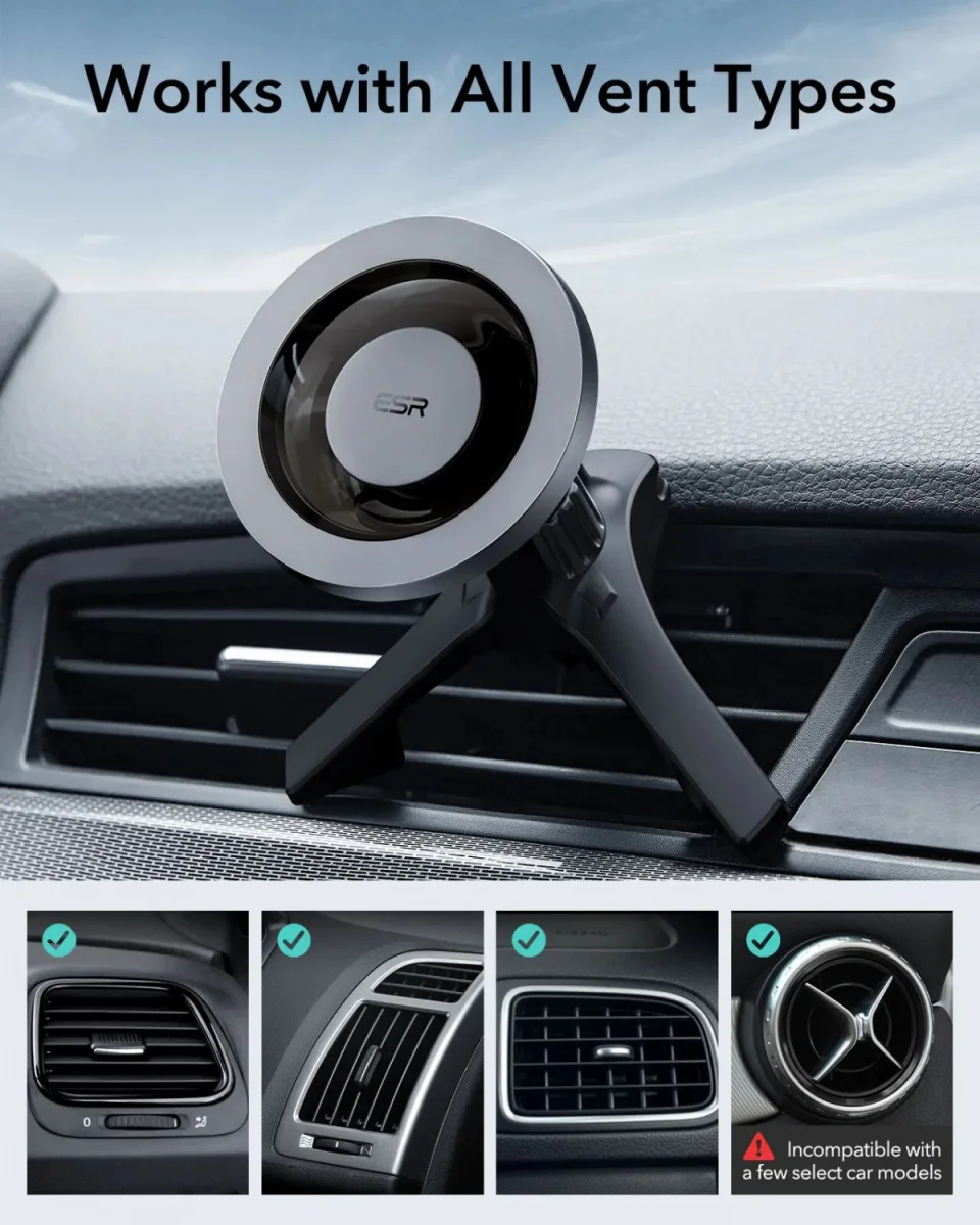 ESR HaloLock MagSafe Ventilatierooster Telefoonhouder Auto Zwart afbeelding 7