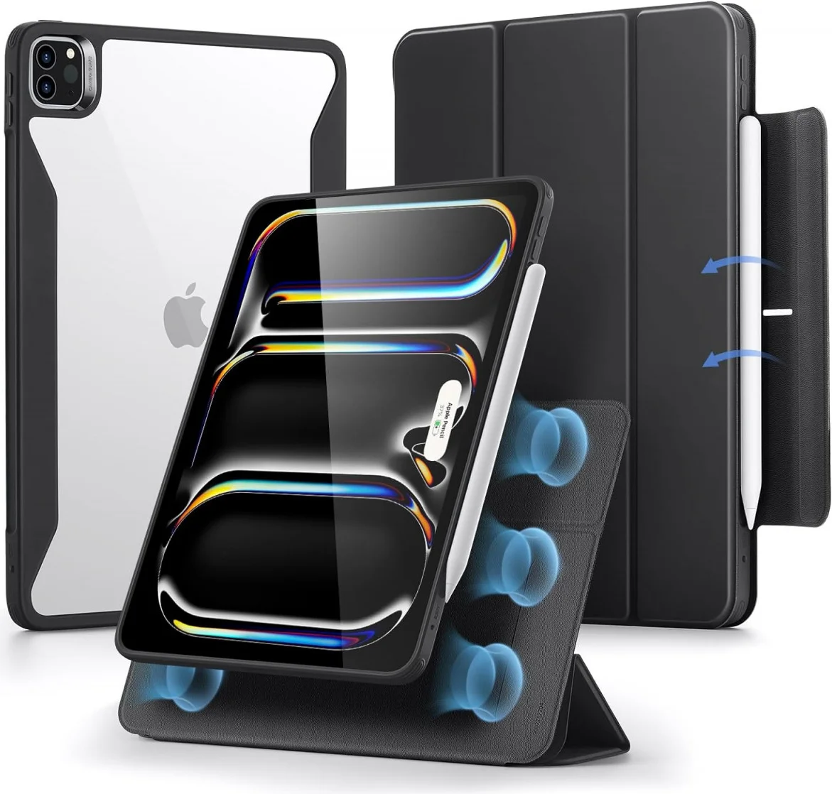ESR Rebound Hybrid 360 Apple iPad Pro 13 (2024) Hoes Book Case Zwart afbeelding 1