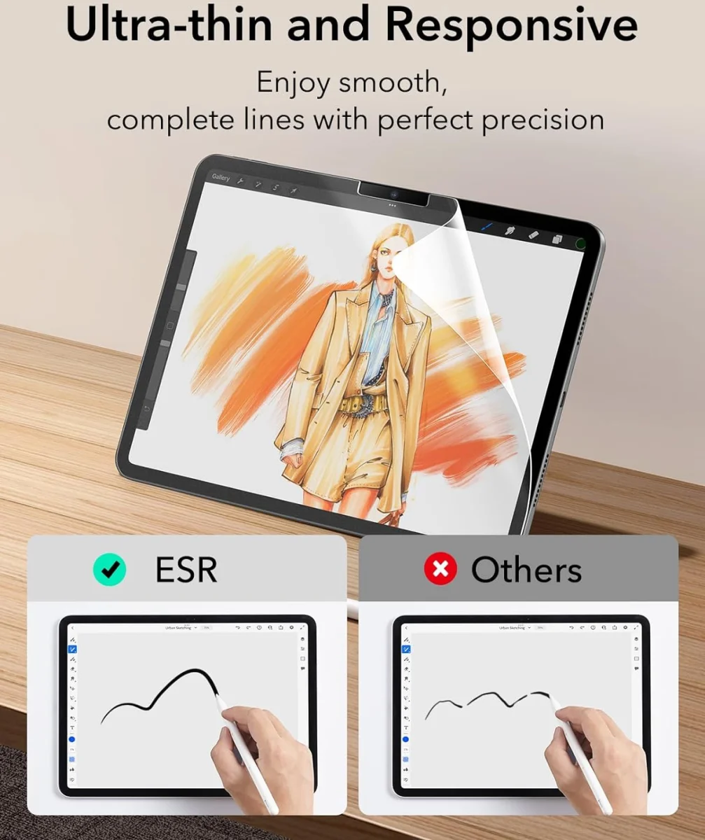 ESR Paper Feel Apple iPad Pro 13 (2024) Screen Protector Papier Gevoel 2-Pack afbeelding 9