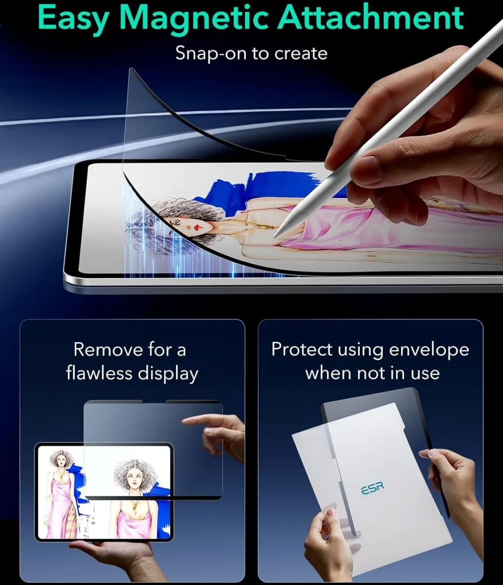 ESR Paper Feel Magnetic Apple iPad Pro 12.9 (2022/2018) Screen Protector afbeelding 7