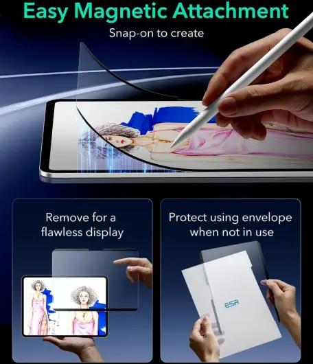 ESR Paper Feel Magnetic Apple iPad Pro 12.9 (2022/2018) Screen Protector afbeelding 7