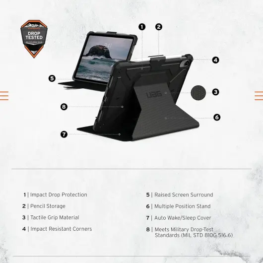 Urban Armor Gear Metropolis iPad 11 (2025) / 10.9 (2022) Hoes Book Case Zwart afbeelding 3