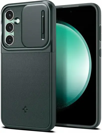 Spigen Optik Armor Samsung Galaxy S23 FE Hoesje Camera Slider Groen afbeelding 1