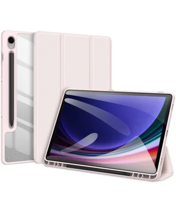 Dux Ducis Toby Samsung Galaxy Tab S9 FE Hoes Tri-Fold Book Case Roze Hoesjes