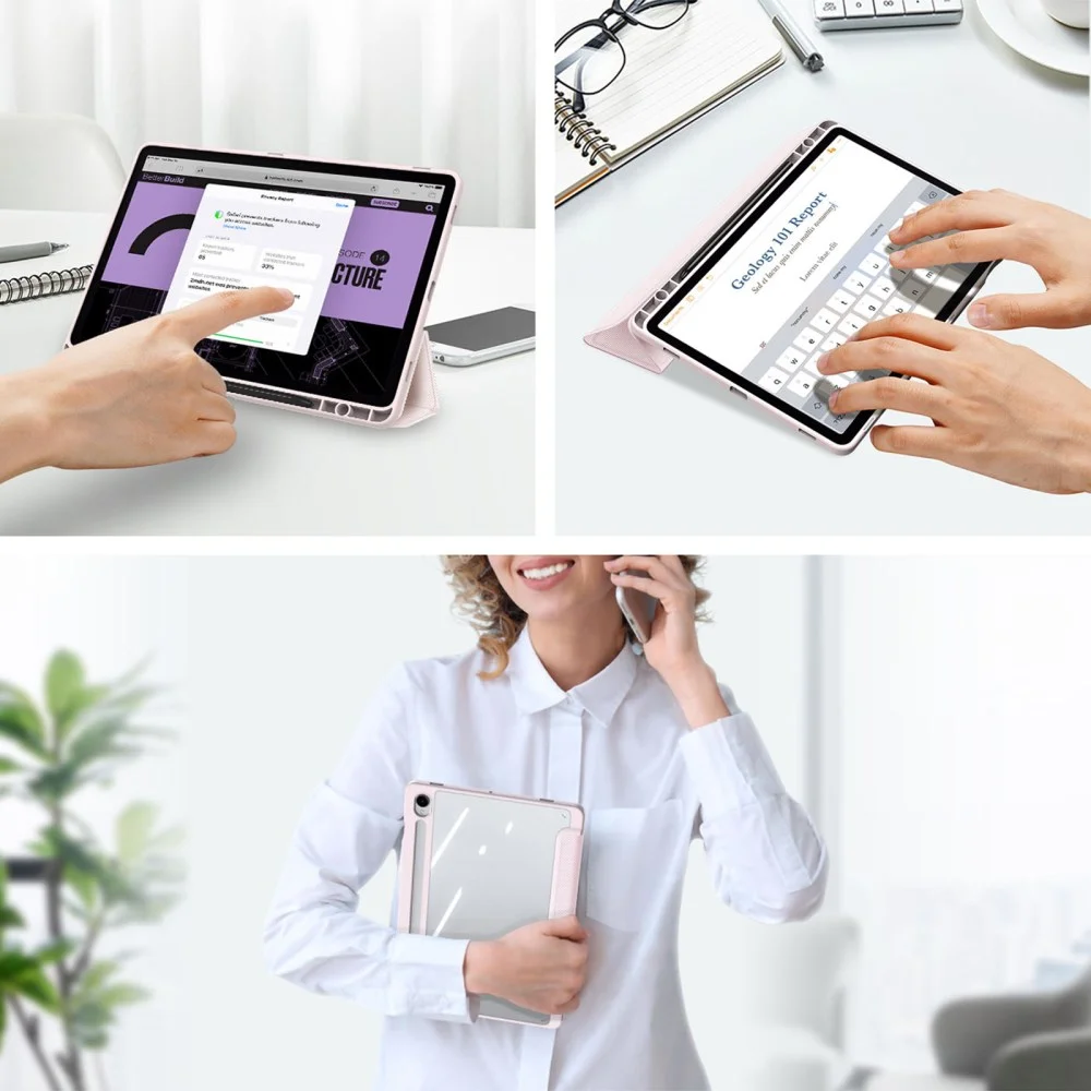 Dux Ducis Toby Samsung Galaxy Tab S9 FE Hoes Tri-Fold Book Case Roze afbeelding 7