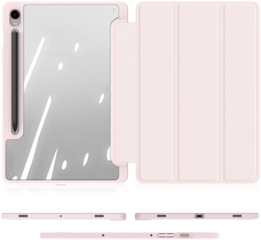 Dux Ducis Toby Samsung Galaxy Tab S9 FE Hoes Tri-Fold Book Case Roze afbeelding 9