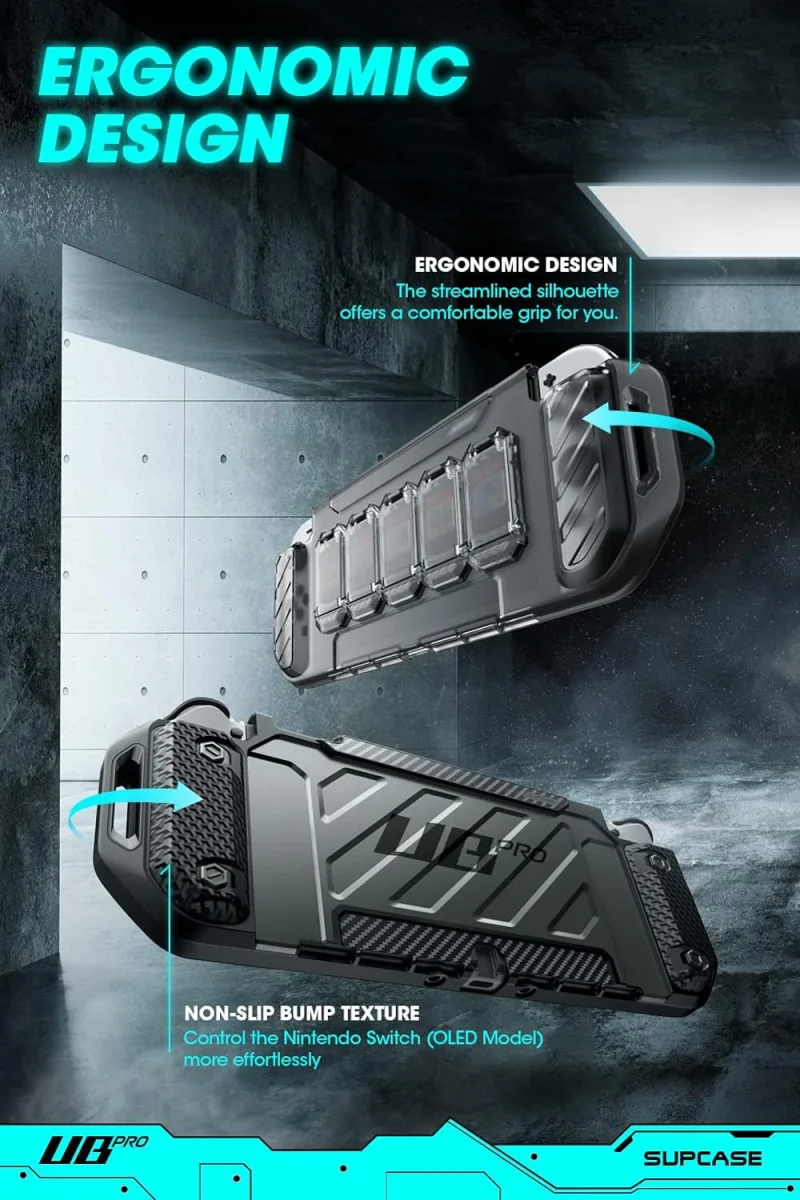 SUPCASE UB Pro Nintendo Switch OLED Hoesje Full Protect met Grip Zwart afbeelding 6