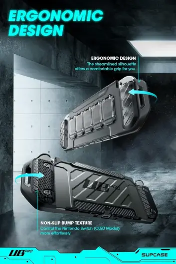 SUPCASE UB Pro Nintendo Switch OLED Hoesje Full Protect met Grip Zwart afbeelding 6