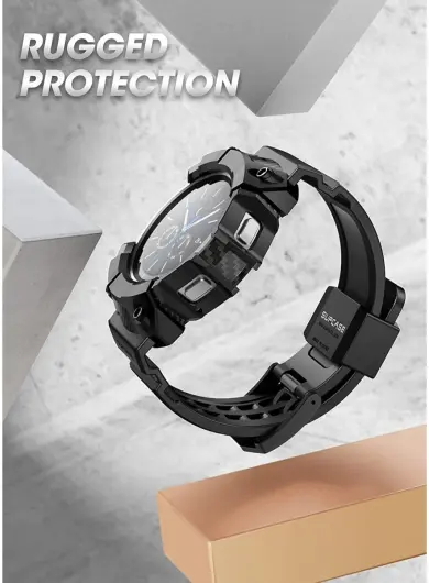 SUPCASE UB Pro - Samsung Galaxy Watch 4 46MM Hoesje - met Bandje - Zwart afbeelding 2